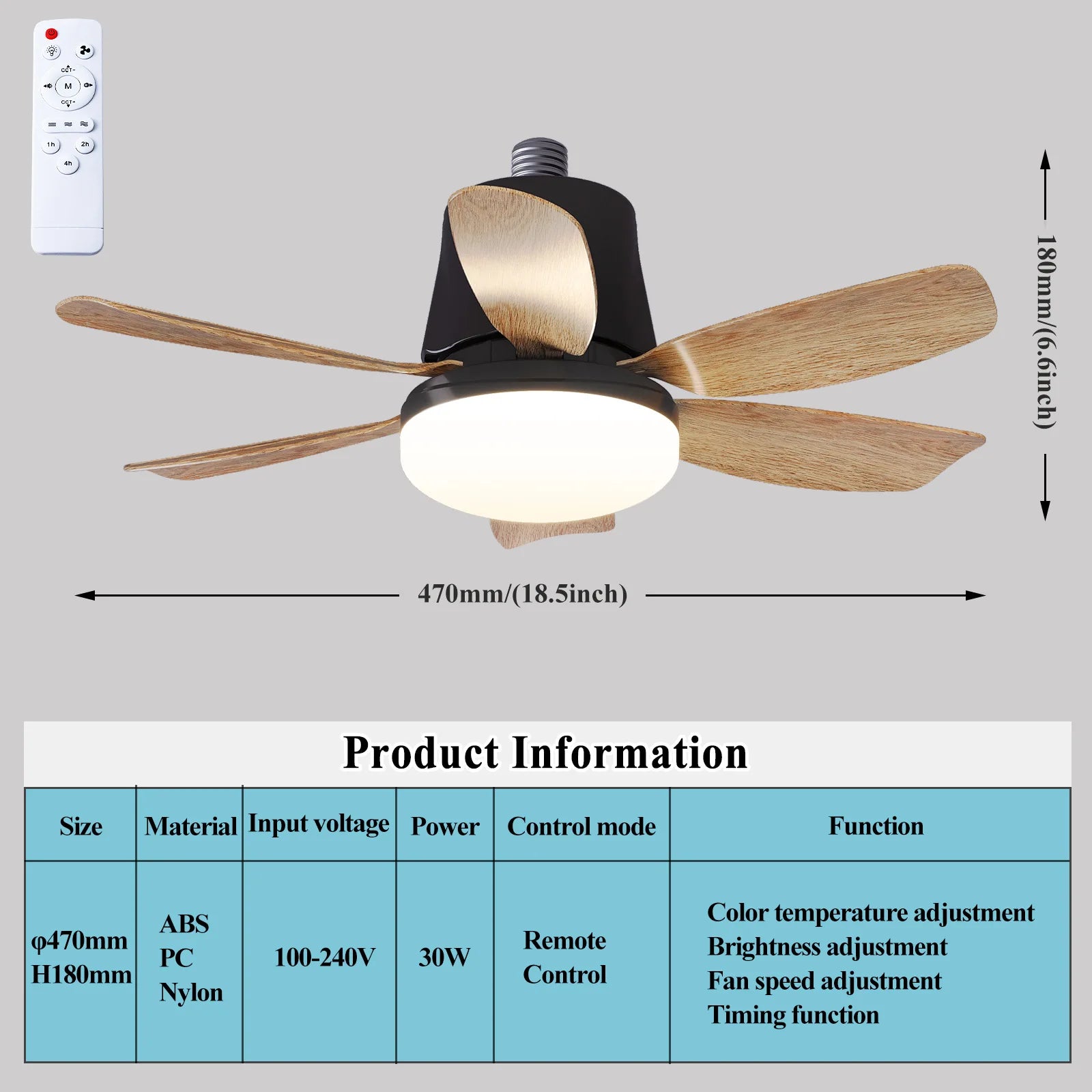RGB Ceiling Fan with LED Light and Music Remote Fan Lighting 2-in-1 for Bedroom Dining Room Kitchen Home Cooling Appliance