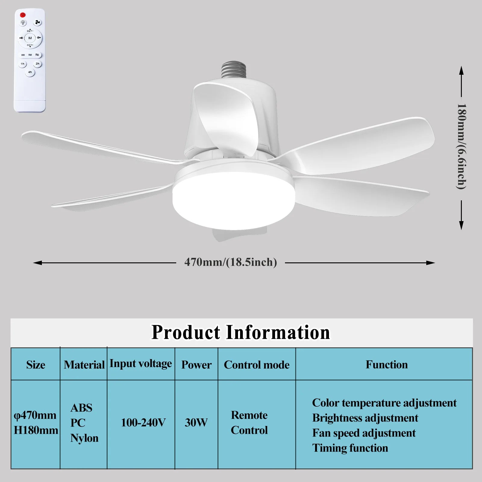 RGB Ceiling Fan with LED Light and Music Remote Fan Lighting 2-in-1 for Bedroom Dining Room Kitchen Home Cooling Appliance